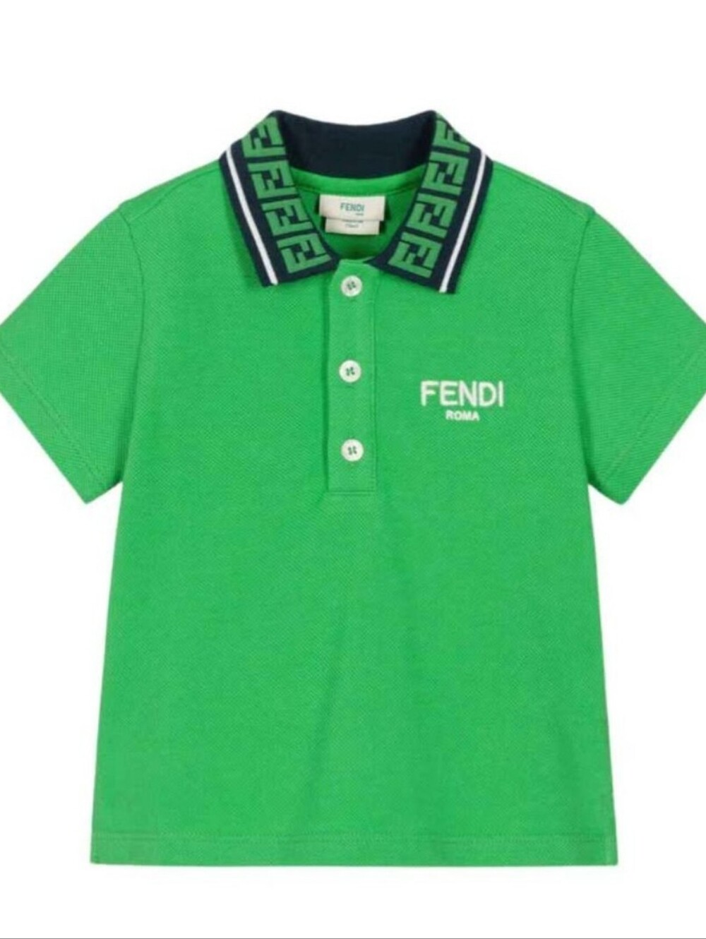 Fendi Boys Green FF Polo Shirt, 5A